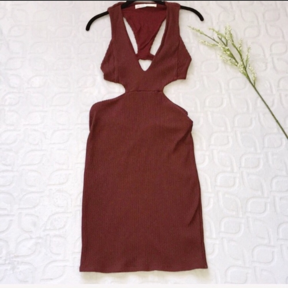 FREE PEOPLE BEACH Cutout Ribbed Mini Dress Small - Picture 2 of 6